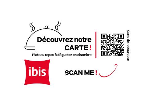 a label for a coffee shop with a picture of a kettle and a text box at Ibis Sarlat Centre in Sarlat-la-Canéda