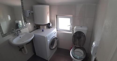 a small bathroom with a toilet and a sink at Apartments Kuc in Tivat