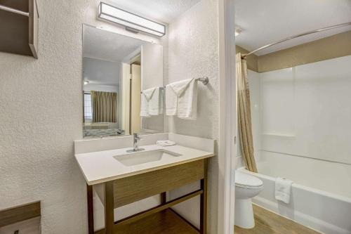 a bathroom with a sink and a toilet at Motel 6-Amarillo, TX - Airport in Amarillo