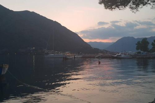 a view of a body of water with boats in it at Garden Apartment- near sea 2 in Dobrota