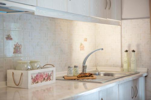 a kitchen counter top with a sink and a sink at Akratos wine house in Nydri