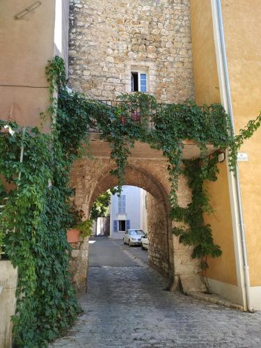 an alley with ivy on the side of a building at GITE AU COEUR DES GORGES DU VERDON in Quinson