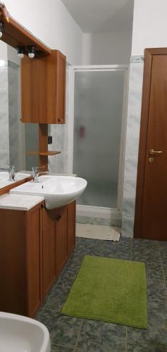 a bathroom with a sink and a shower at Villa Maria in Mignanego