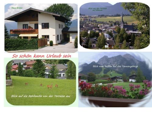 a collage of pictures of houses and a town at Apartment Dreier - Salzburger Land in Abtenau