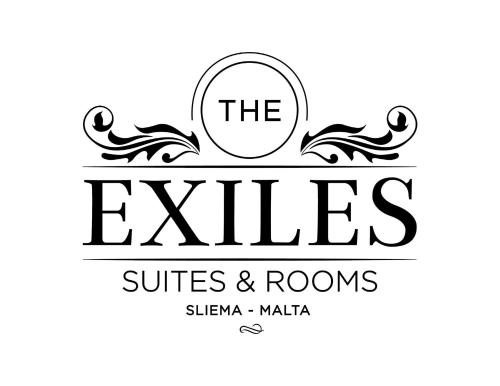 a logo for the estates suites and rooms at The Exiles Hotel in Sliema