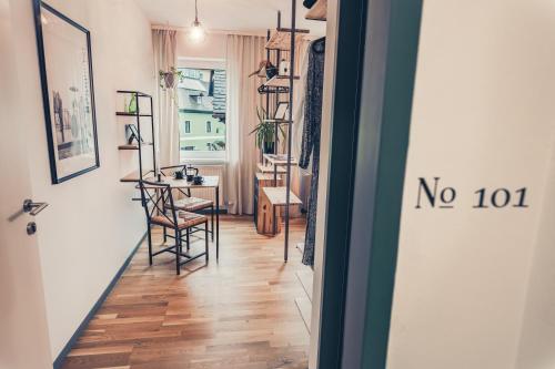 a room with a no sign on the door at The Gallery in Bad Ischl