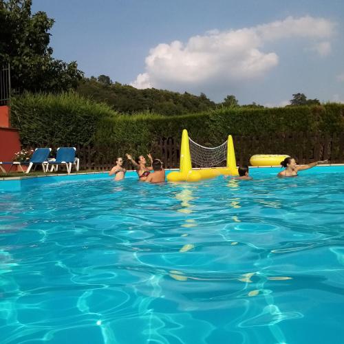 a group of people playing in a swimming pool at La Bella Vite in Moncalvo