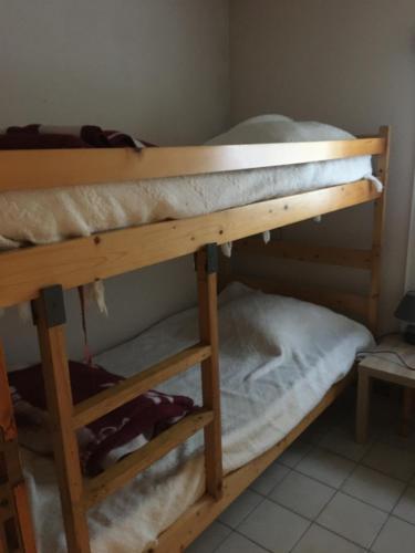a couple of bunk beds in a room at Les pins ensoleilles in Saint-Georges-de-Didonne