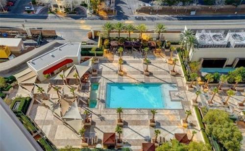 an aerial view of a resort with a swimming pool at MGM Signature Condo Hotel by Owner - No Resort Fee !! in Las Vegas