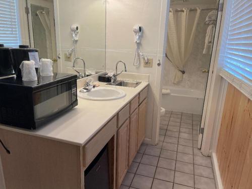 a bathroom with a sink and a bath tub at Zoders Inn and Suites in Gatlinburg