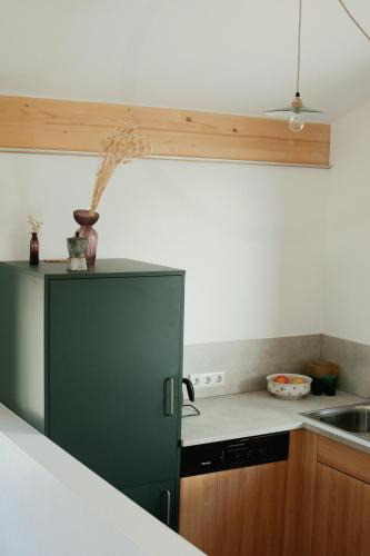 Kuchyň nebo kuchyňský kout v ubytování Bergauf Appartement