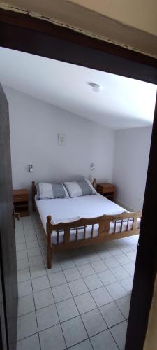 a bedroom with a large bed in a room at Apartmani Jovanovic in Lustica