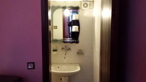 諾維薩德的住宿－加亞賓館，一间带水槽和镜子的浴室