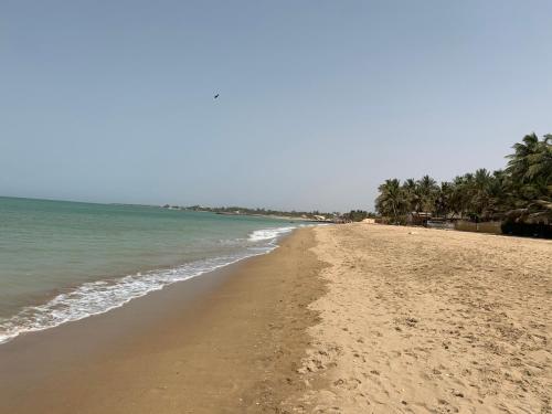 a sandy beach with the ocean and palm trees at CarthagŌ in Mbour