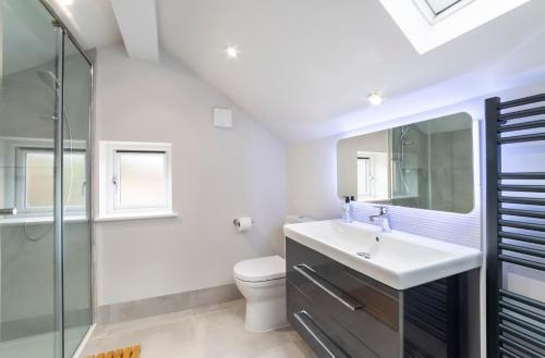 a bathroom with a sink and a toilet and a shower at The Old Hotel in York