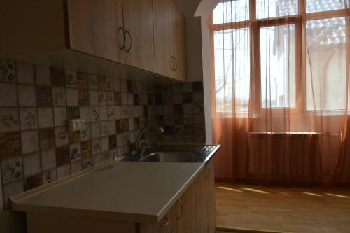 a kitchen with a sink and a window at Private Residence Osobnyak in Odesa