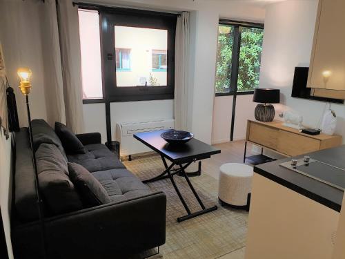 un salon avec un canapé et une table dans l'établissement Dana centre mer 16, à Nice
