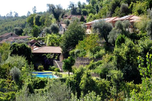 a villa with a swimming pool in a village at Quinta Das Escomoeiras in Celorico de Basto