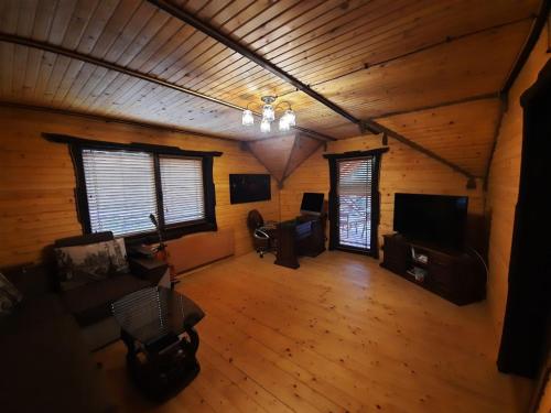 an overhead view of a living room in a cabin at Карпатский Рай in Yaremche