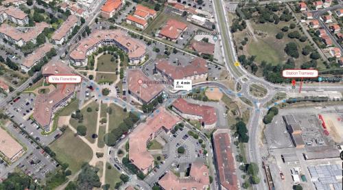 a map of a city with buildings and roads at Les Florentines in Toulouse