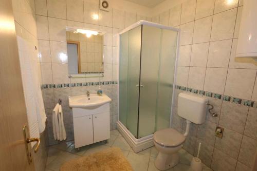 a bathroom with a toilet and a sink and a shower at Apartment in Silo/Insel Krk 13582 in Šilo