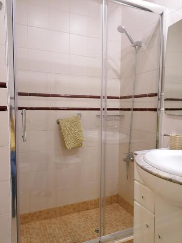 a bathroom with a shower and a sink at The Apartment in Gran Tarajal