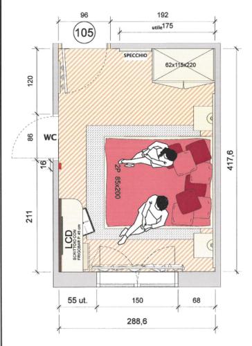 a diagram of a dog laying on a bed at Hotel Wally in Lido di Jesolo