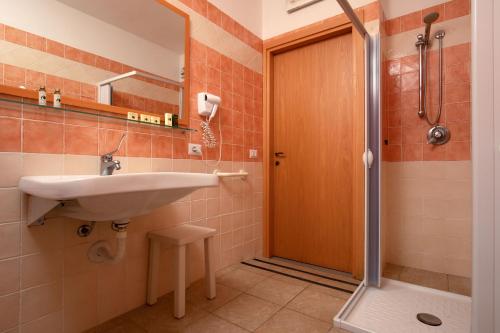 a bathroom with a sink and a shower at Valle Del Buttero in Capalbio