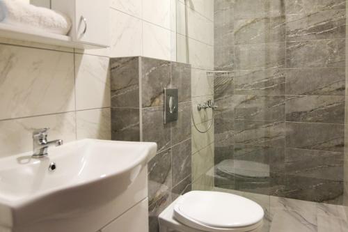a bathroom with a toilet and a sink at Viktorijini konaci in Kremna