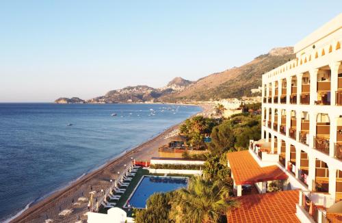 a view of the beach from a hotel at Park Hotel Silemi in Letojanni
