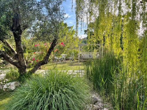 a garden with tall grass and trees and a fence at Home Sweet Home in Gallicano nel Lazio