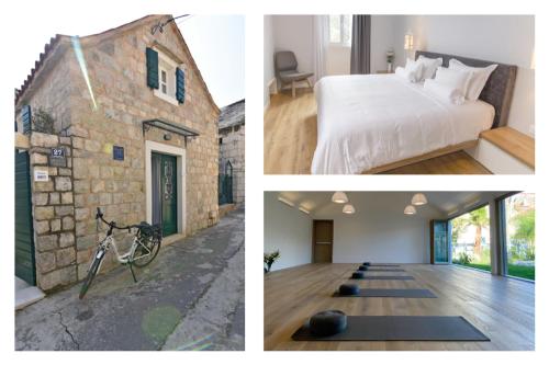 un collage di immagini con un letto e una camera di Divota Apartment Hotel a Spalato (Split)