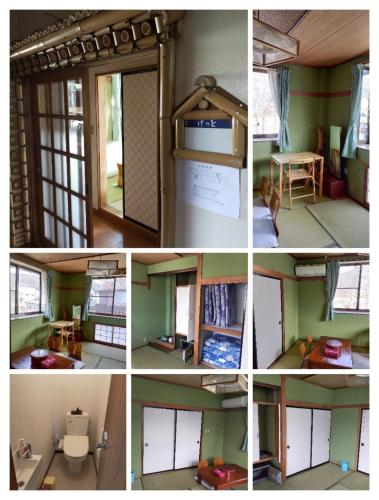 a collage of four pictures of a house at Suijin Hotel - Vacation STAY 23125v in Chichibu