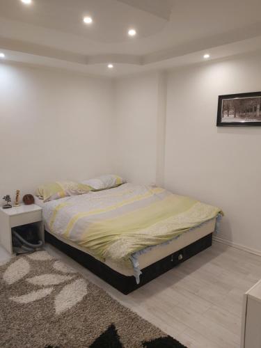 サラエボにあるSarajevo City Hall Apartment FREE WIFIの白い壁のベッドルーム1室