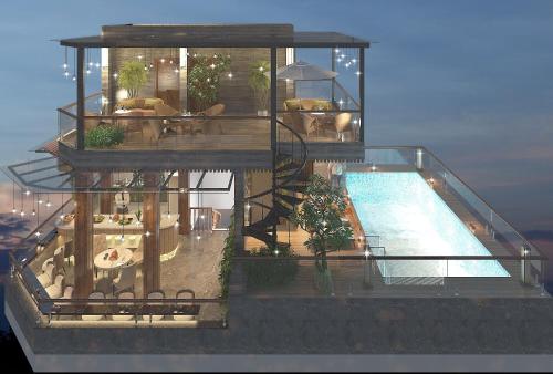 a rendering of a house with a swimming pool at Halong Lavender Hotel in Ha Long