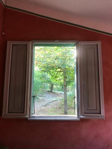 an open window in a room with a tree at Casina Morgana B&B in Novafeltria