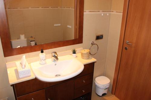 La salle de bains est pourvue d'un lavabo et d'un miroir. dans l'établissement Holiday home with a Serene Ocean and Mountain View, à Adeje