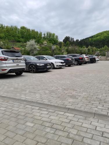 a row of cars parked in a parking lot at Casa Piri in Anina
