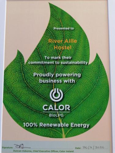 a picture of a green leaf with the words solar elite hospital at Aille River Tourist Hostel and Campsite Doolin in Doolin