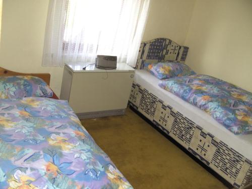 1 Schlafzimmer mit 2 Betten und einem Fenster in der Unterkunft Ferienwohnung Finkam in Holle