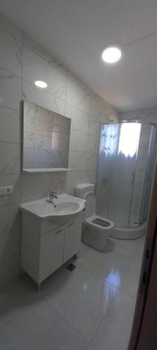 ein weißes Badezimmer mit Toilette und Waschbecken in der Unterkunft Spirit in Međugorje