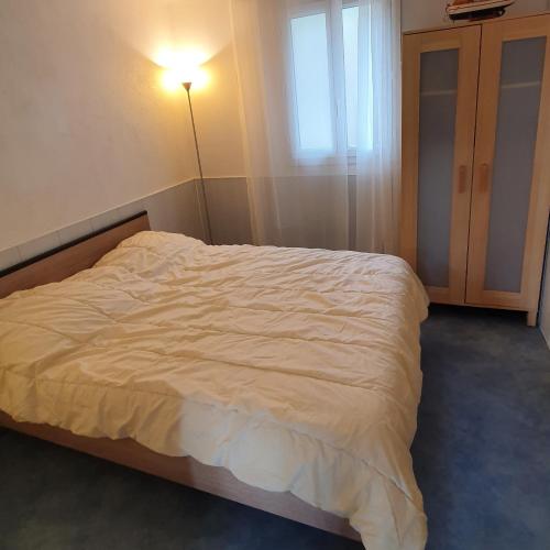 Ce lit se trouve dans un dortoir doté d'une lampe et d'une fenêtre. dans l'établissement Le Gîte Radica, à Eccica-Suarella