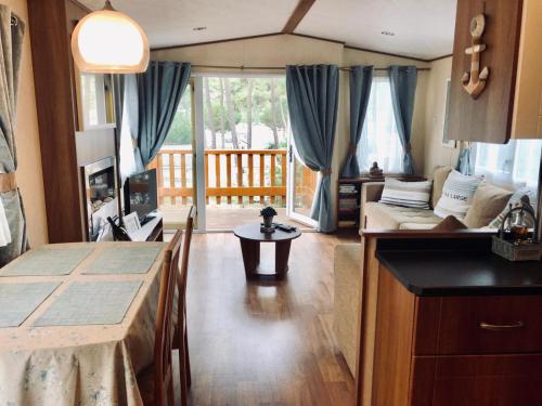 un salon avec un canapé et une table dans l'établissement Bonne Anse Plage, à La Palmyre