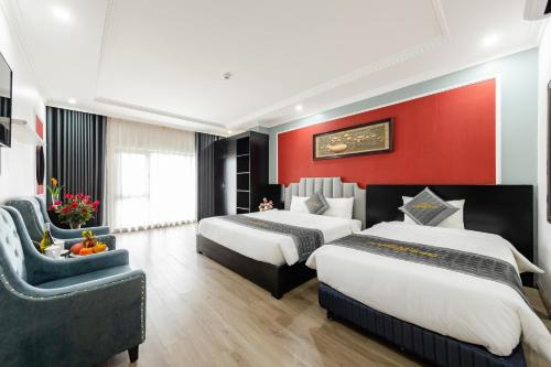 Ένα ή περισσότερα κρεβάτια σε δωμάτιο στο Diamond Hotel