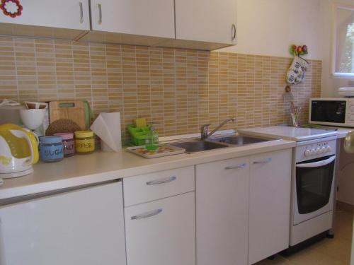 a kitchen with a sink and a counter top at Apartment Petrović in Korčula