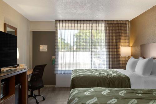 a hotel room with a bed and a window at Quality Inn Saint Petersburg North-Tampa Bay in St Petersburg