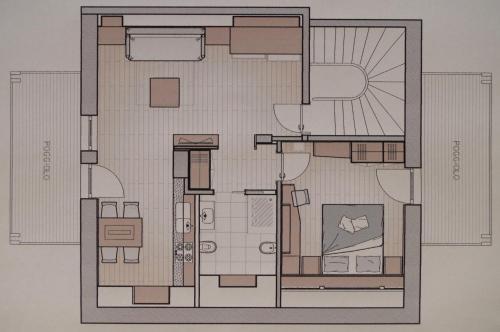 a drawing of a floor plan of a house at Chalet Mountain Plaza - Apt Greenvalley in Pinzolo