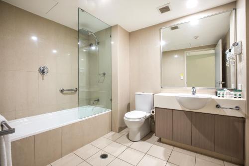 A bathroom at Narrabeen Sands Hotel by Nightcap Plus