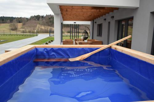 una piscina de agua con una paleta en una casa en Szklane Domy Roztocze, en Bondyrz