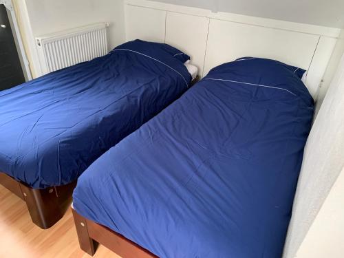 two beds sitting next to each other in a bedroom at Vosseveen 62 in Zelhem